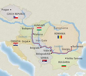 Eastern Europe Danube Gay Cruise map