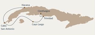 Exclusively gay Cuba Cruise map