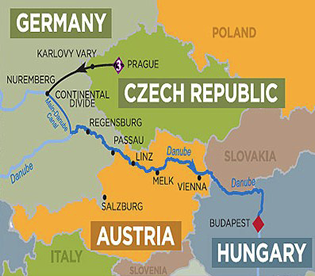 Exclusively gay Danube River Cruise map