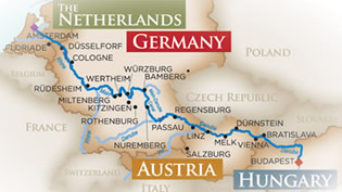 Exclusively gay Danube River Cruise map