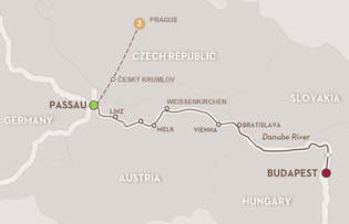 Exclusively gay Danube River Cruise map