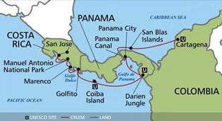 Panama Canal gay cruise map