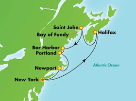 Pride of the Ocean Canada & New England gay cruise map