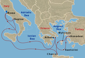 Greek Isles gay cruise map