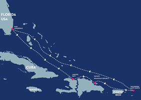 Vacaya Caribbean gay cruise map