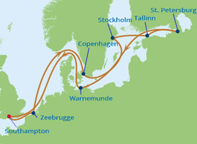Scandinavia & Russia gay cruise map