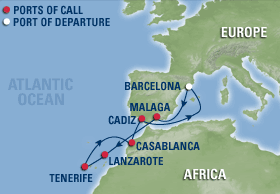 Canary Islands and Morocco Gay Group cruise map