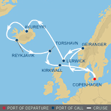 Iceland and Fjords Gay Group Cruise on Azamara Journey map