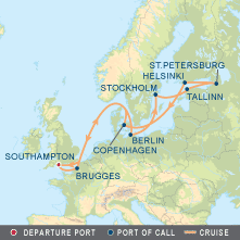 Scandinavia and Russia cruise on Celebrity Eclipse map