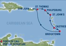 Southern Caribbean Gay Group cruise map