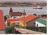 Gay group cruise visiting Port Stanley, Falkland Islands