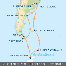 South America and Antarctica Gay Group Cruise on Celebrity's Infinity map