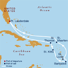 Ultimate Caribbean Gay Group Cruise on Celebrity's Constellation map