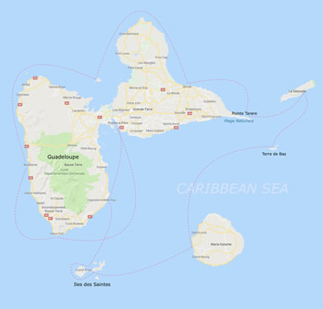 Caribbean Guadeloupe Nude Gay sailing cruise map