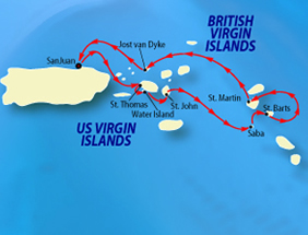 Zoom Vacation Caribbean Cruise map