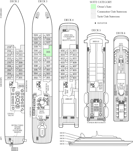 Sea Dream luxury yacht deck plans