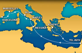 Athens to Barcelona All-Gay Cruise Map