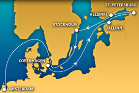 Copenhagen to Amsterdam Pride All-Gay Cruise Map