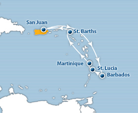 Atlantis 2016 Southern Caribbean gay cruise map