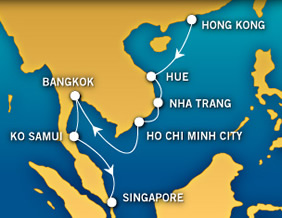 Atlantis Hong Kong to Singapore All-Gay Cruise map