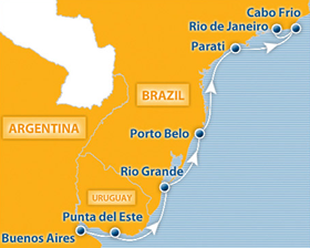 Atlantis 2014 Buenos Aires to Rio gay cruise map