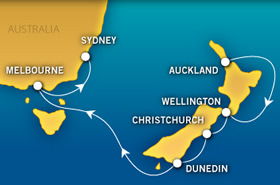 Auckland to Sydney All-Gay Cruise Map
