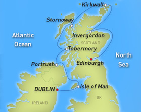 Ireland & Scotland lesbian cruise map