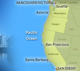 All-lesbian Pacific Coastal cruise map