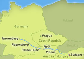 Exclusively lesbian Prague to Budapest Danube river cruise map