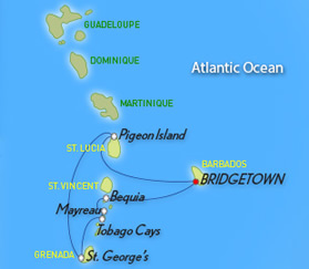 Windward Islands lesbian cruise map