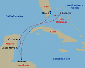 Broadway Caribbean cruise map