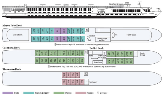 Uniworld La Venezia ship Deck Plans