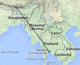 Bhutan Gay Tour Map