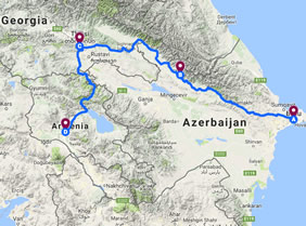 Caucasus gay tour map