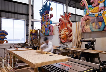 New Orleans wood working artist vibrant artwork