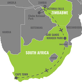 South Africa gay tour map