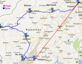 Rajasthan India gay tour map