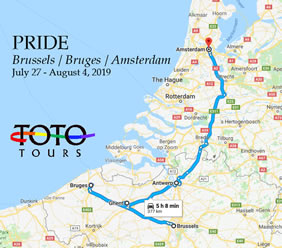 Brussels & Amsterdam Pride gay tour map