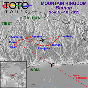 Bhutan gay tour map