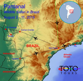 Pantanal Brazil gay safari tour map
