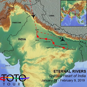 Eternal Rivers - Spiritual Heart of India Gay Tour Map