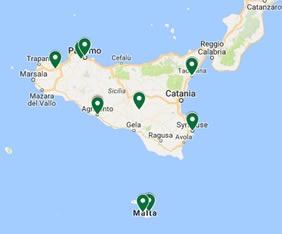 Sicily & Malta gay tour map