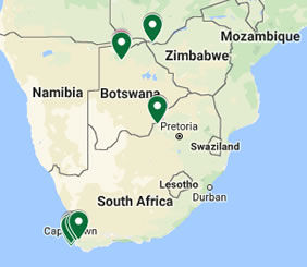 Southern Africa gay tour map